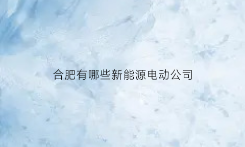 合肥有哪些新能源电动公司