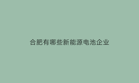 合肥有哪些新能源电池企业(合肥有哪些新能源电池企业公司)