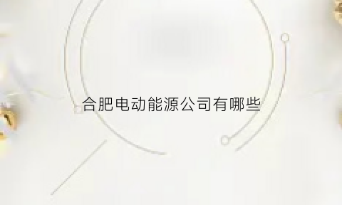 合肥电动能源公司有哪些