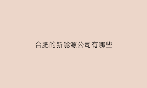 合肥的新能源公司有哪些(合肥的新能源产业)