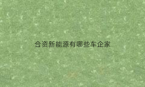 合资新能源有哪些车企家(合资新能源)