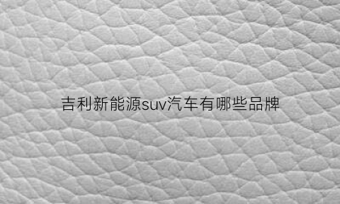 吉利新能源suv汽车有哪些品牌(吉利新能源车类型及价格)