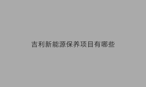 吉利新能源保养项目有哪些