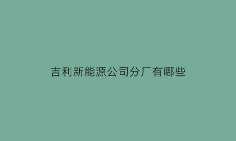 吉利新能源公司分厂有哪些