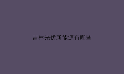 吉林光伏新能源有哪些(吉林光伏公司)