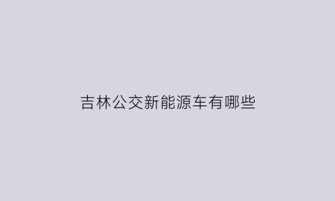 吉林公交新能源车有哪些(吉林公交新车上线)