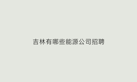 吉林有哪些能源公司招聘(吉林省能源投资集团招聘)