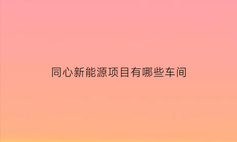 同心新能源项目有哪些车间