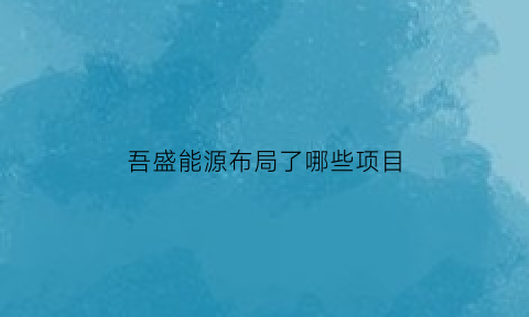 吾盛能源布局了哪些项目(新城控股吾盛能源)