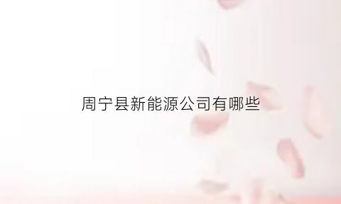 周宁县新能源公司有哪些