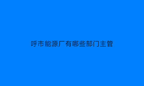 呼市能源厂有哪些部门主管