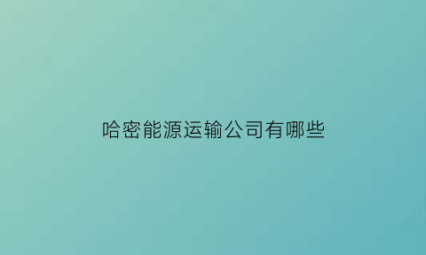 哈密能源运输公司有哪些