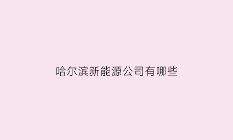 哈尔滨新能源公司有哪些