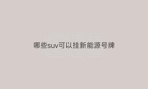 哪些suv可以挂新能源号牌