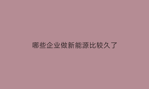 哪些企业做新能源比较久了