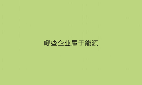 哪些企业属于能源