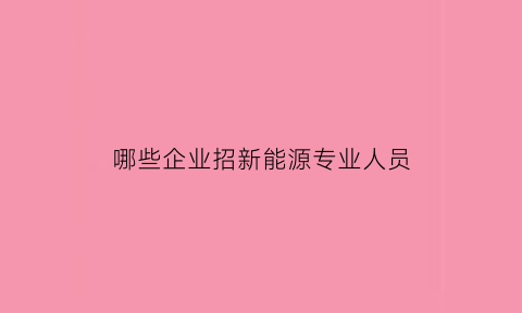 哪些企业招新能源专业人员