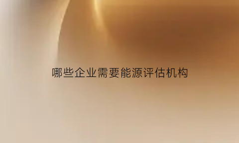 哪些企业需要能源评估机构