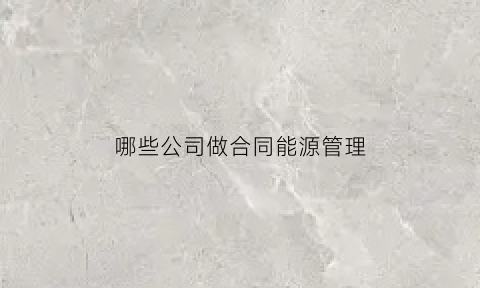 哪些公司做合同能源管理