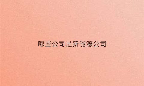 哪些公司是新能源公司(搞新能源的公司)