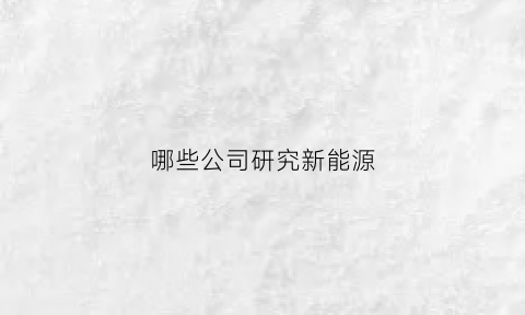 哪些公司研究新能源