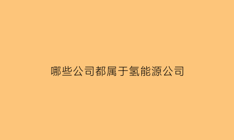 哪些公司都属于氢能源公司