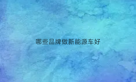 哪些品牌做新能源车好