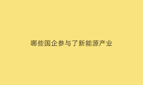 哪些国企参与了新能源产业(国家新能源企业有哪些)