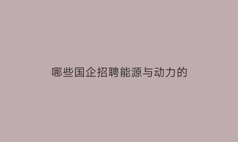 哪些国企招聘能源与动力的