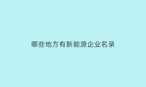 哪些地方有新能源企业名录