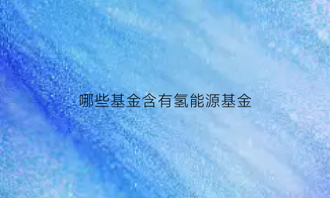 哪些基金含有氢能源基金