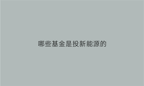 哪些基金是投新能源的