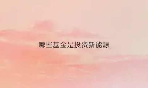 哪些基金是投资新能源