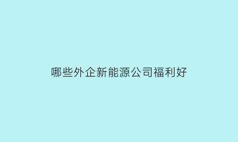 哪些外企新能源公司福利好