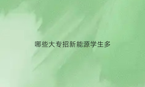 哪些大专招新能源学生多