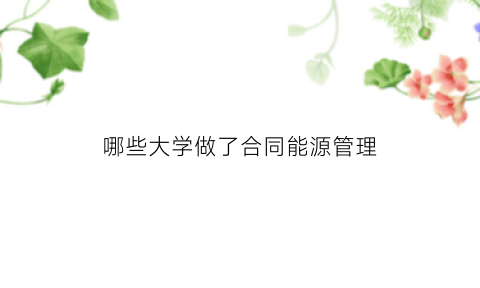 哪些大学做了合同能源管理