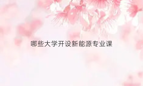 哪些大学开设新能源专业课