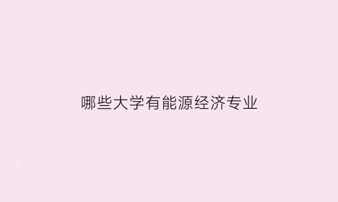 哪些大学有能源经济专业(哪些大学有能源经济专业研究生)