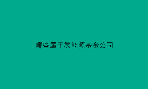 哪些属于氢能源基金公司