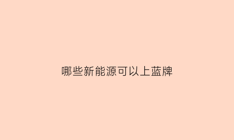 哪些新能源可以上蓝牌