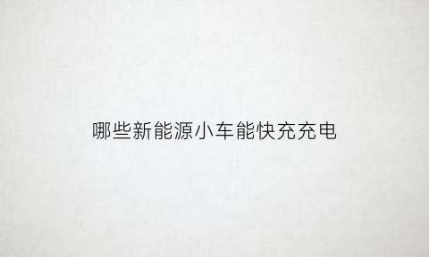 哪些新能源小车能快充充电