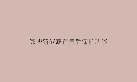 哪些新能源有售后保护功能