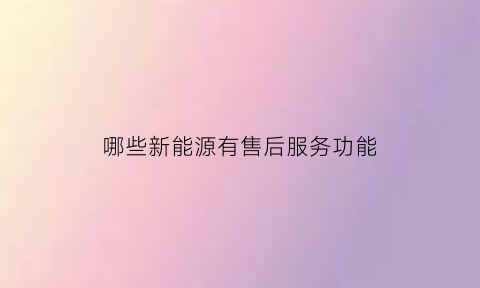 哪些新能源有售后服务功能(新能源汽车售后技术支持)