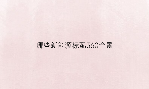 哪些新能源标配360全景(新能源汽车360)