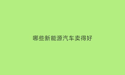 哪些新能源汽车卖得好