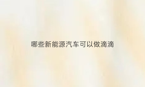 哪些新能源汽车可以做滴滴