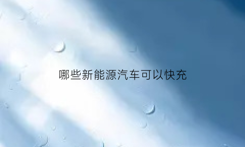 哪些新能源汽车可以快充