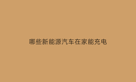 哪些新能源汽车在家能充电