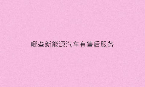 哪些新能源汽车有售后服务