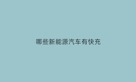 哪些新能源汽车有快充